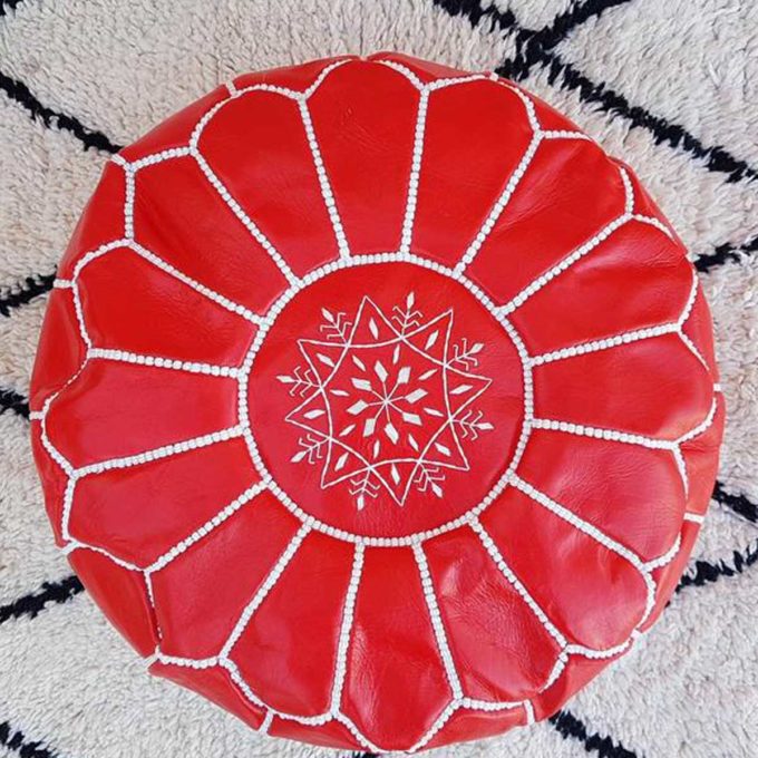 Red Moroccan Pouf