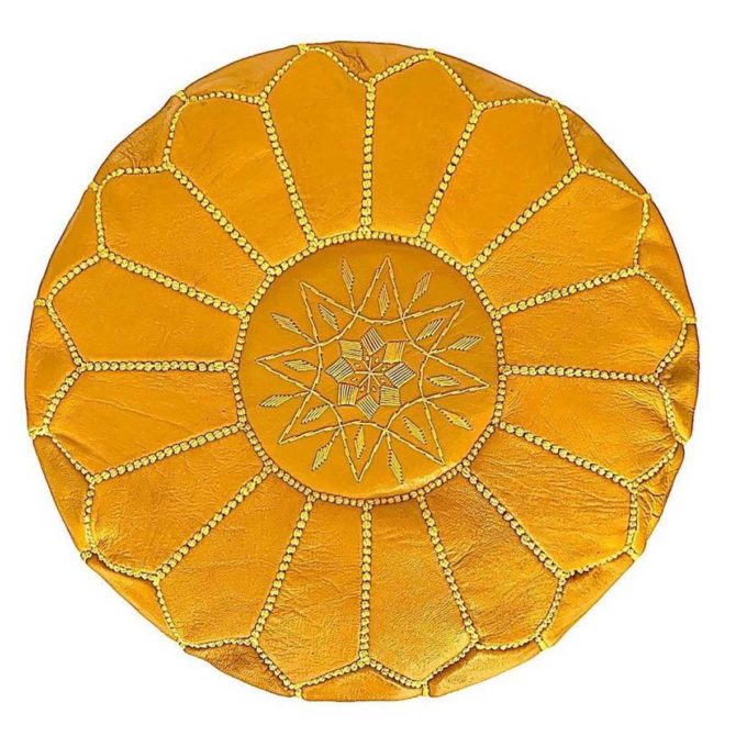 yellow moroccan pouf