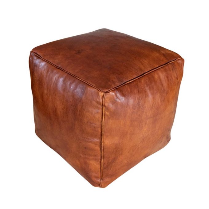 leather ottoman pouf brown leather