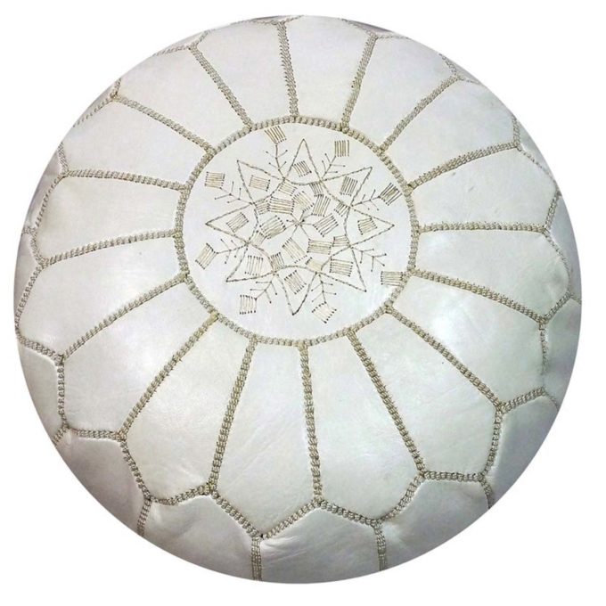 white moroccan pouf